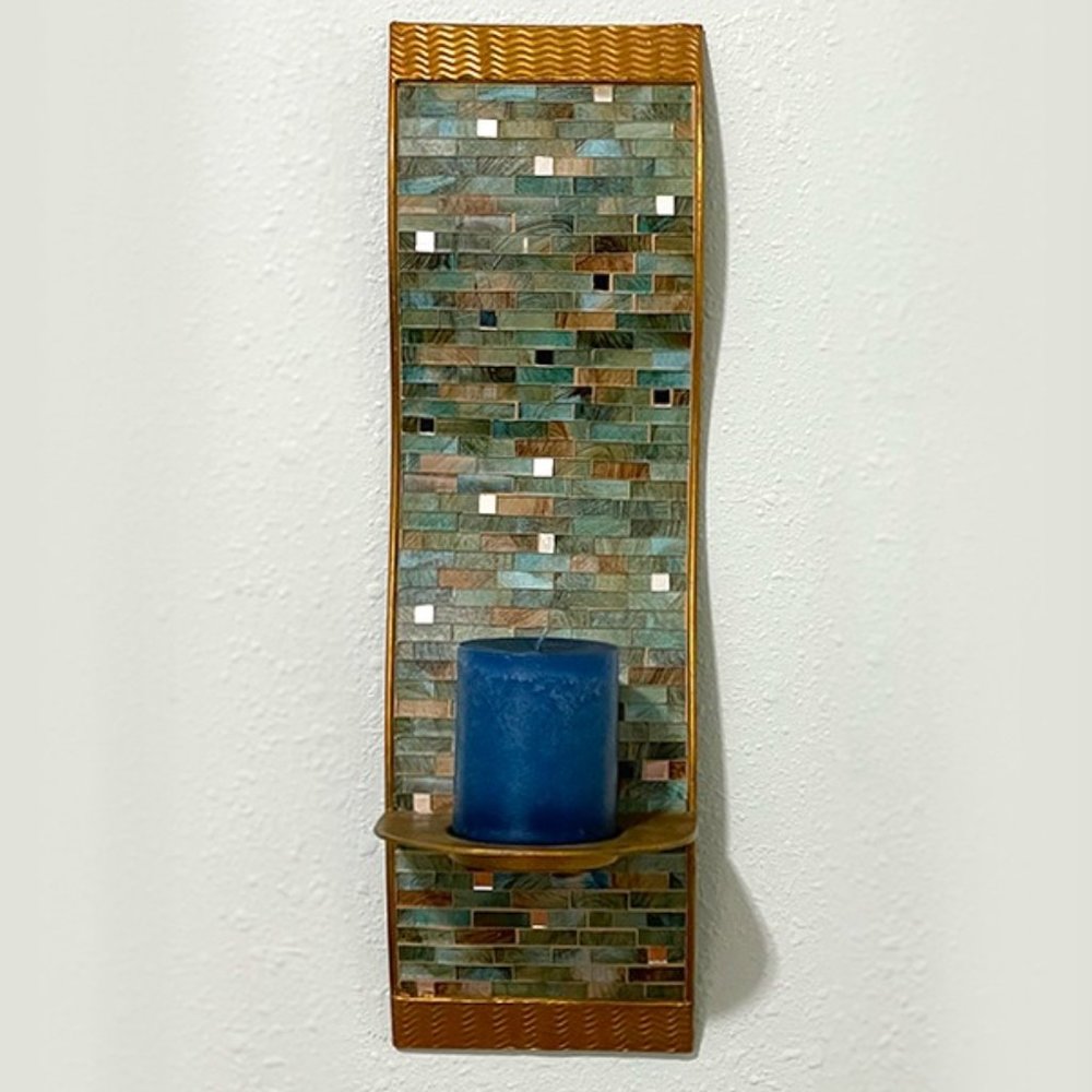 Pier 1 Wavy Mosaic Wall Sconce Candleholder